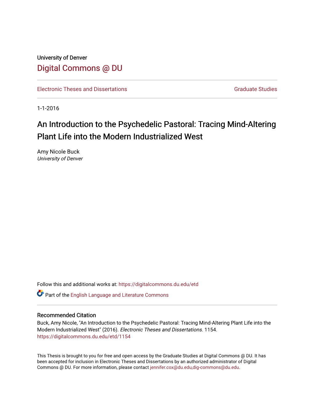 An Introduction to the Psychedelic Pastoral: Tracing Mind-Altering Plant Life Into the Modern Industrialized West