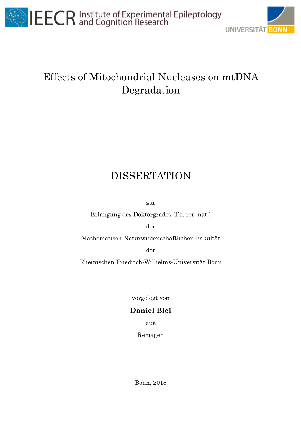 Effects of Mitochondrial Nucleases on Mt DNA Degradation