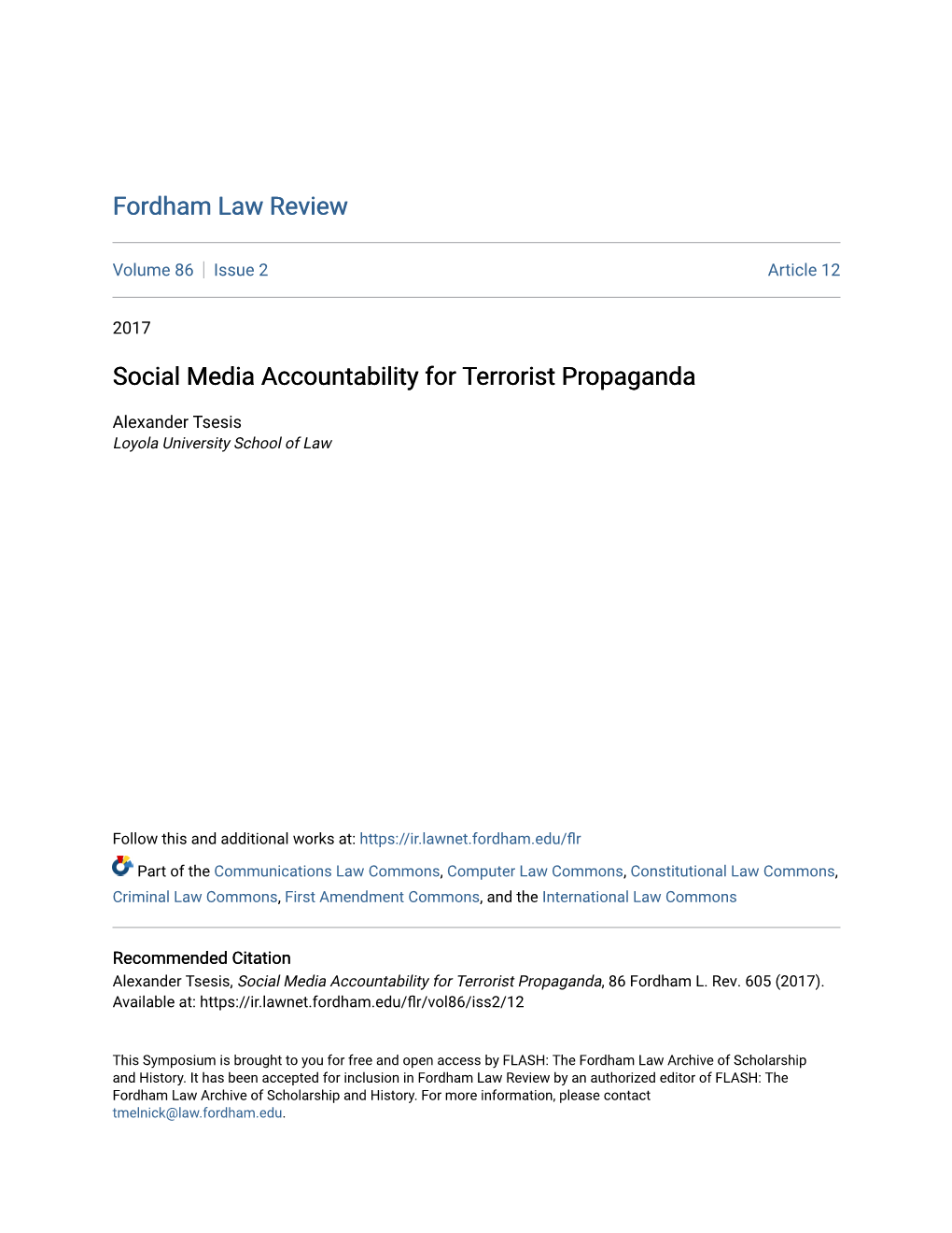 Social Media Accountability for Terrorist Propaganda