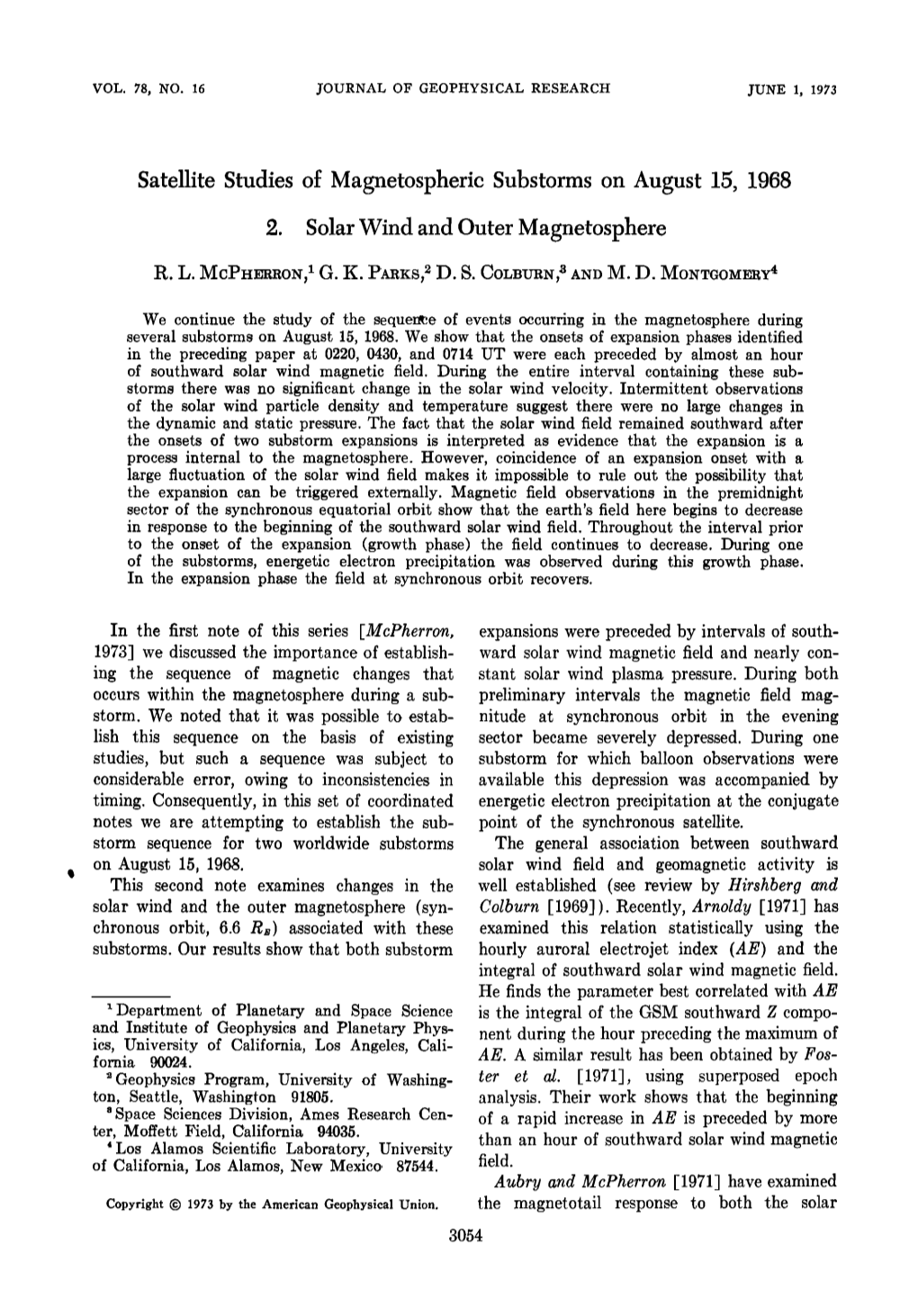 2. Solar Wind and Outer Magnetosphere