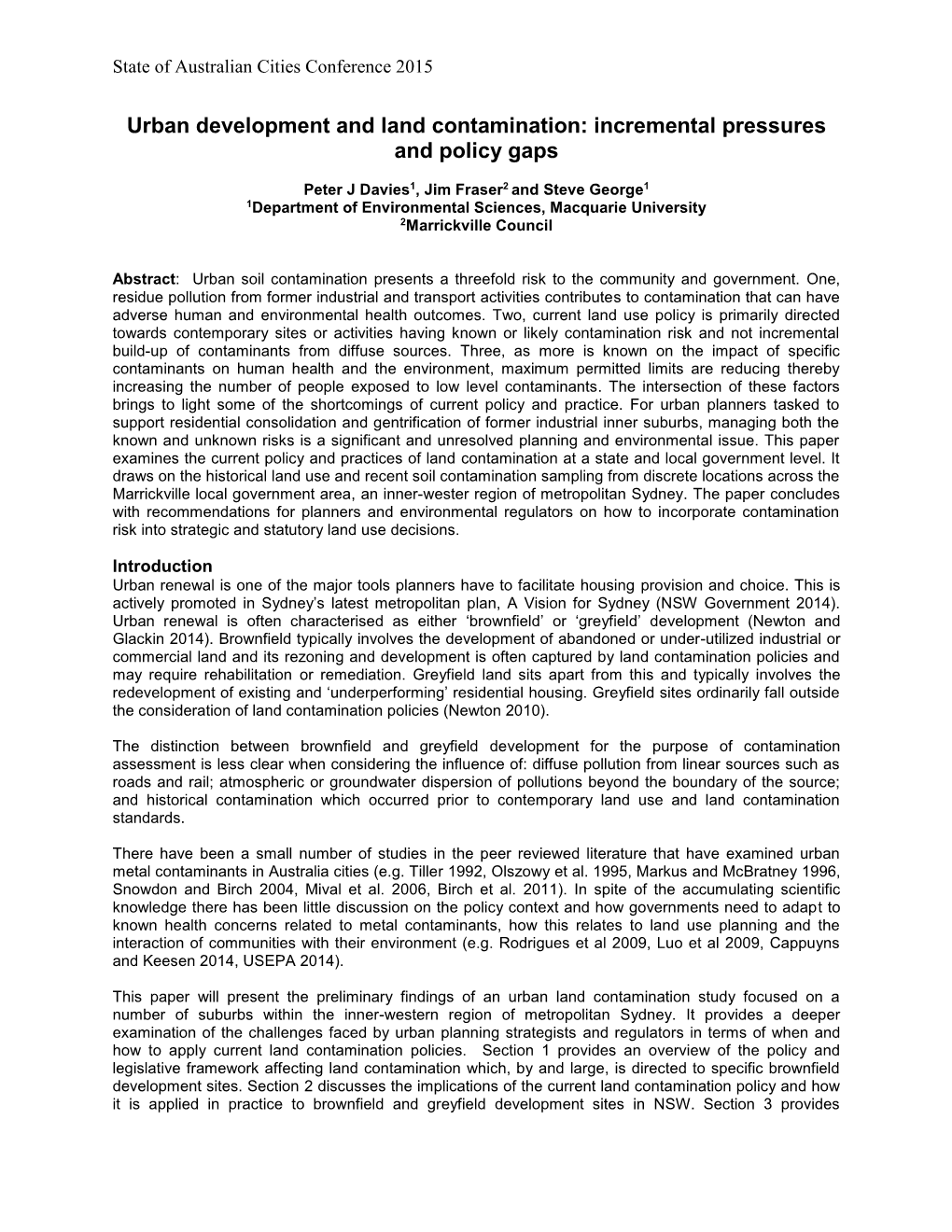 Urban Development and Land Contamination: Incremental Pressures and Policy Gaps