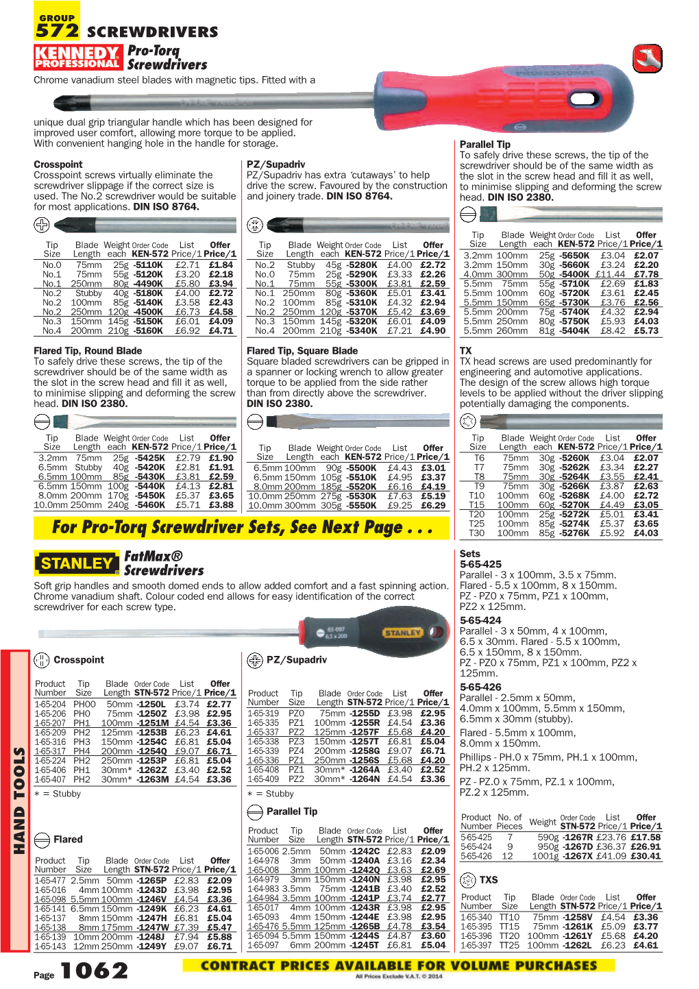 572 for Pro-Torq Screwdriver Sets, See Next Page