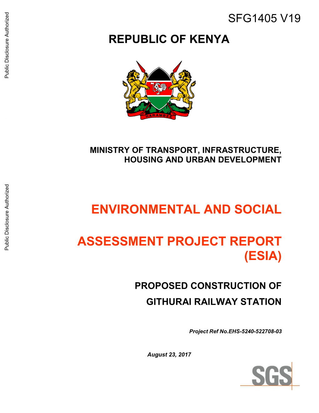 Proposed Construction of Githurai Railway Station