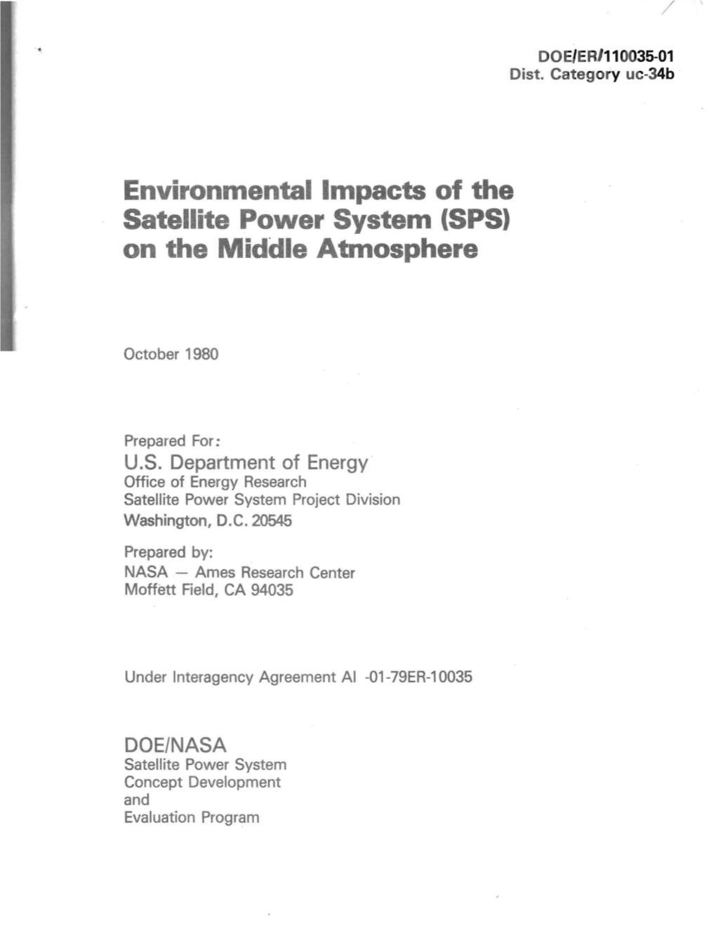 Environmental Impacts of the Satellite Power System (SPS) on the Middle Atmosphere