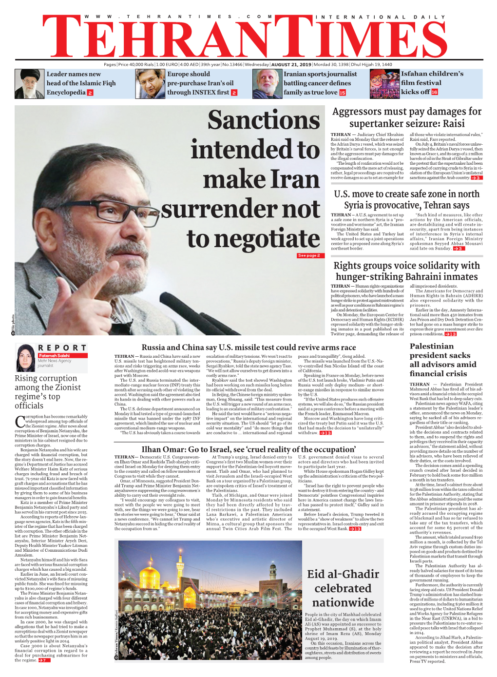 Sanctions Intended to Make Iran Surrender Not to Negotiate