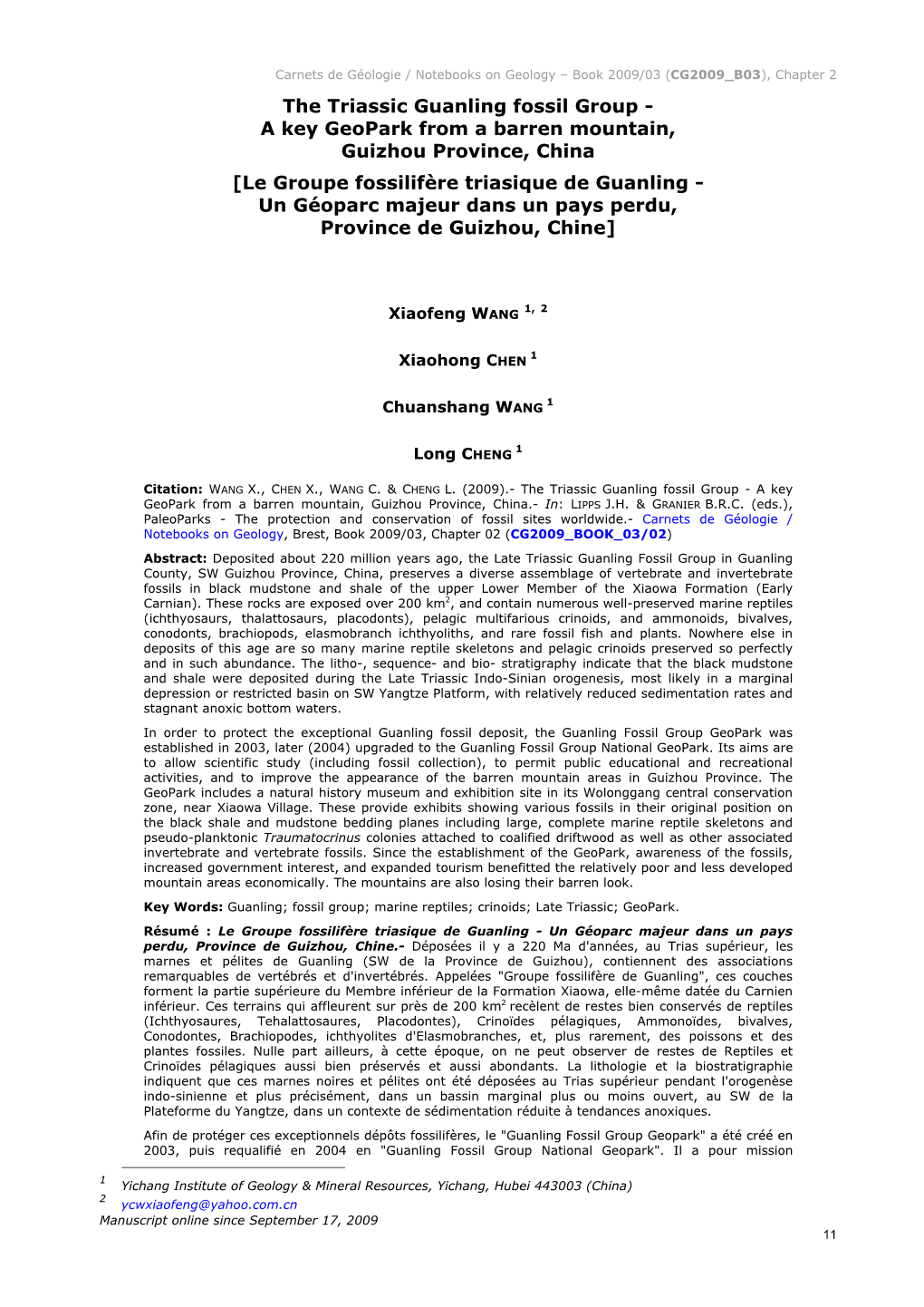 The Triassic Guanling Fossil Group