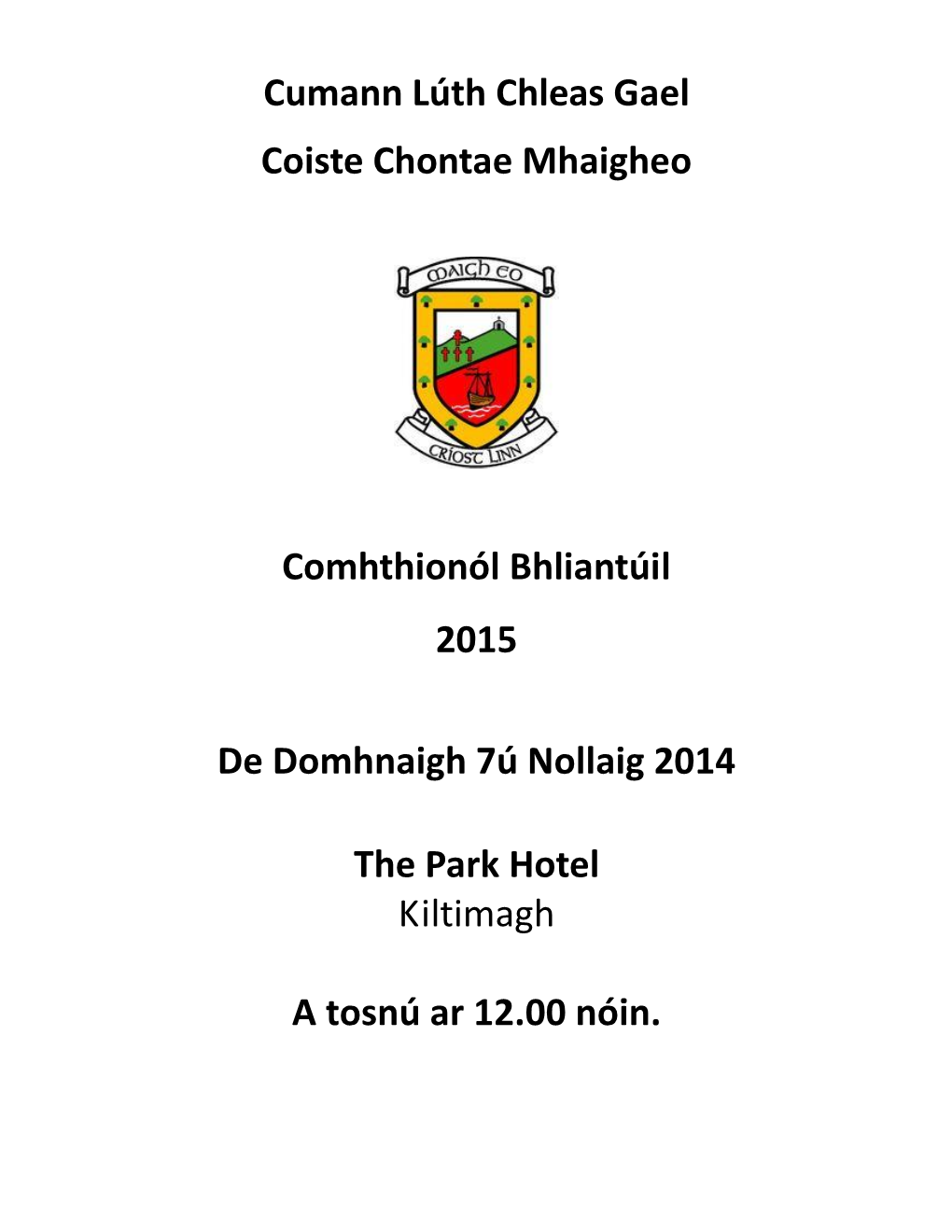 Mayo GAA Convention Report 2014