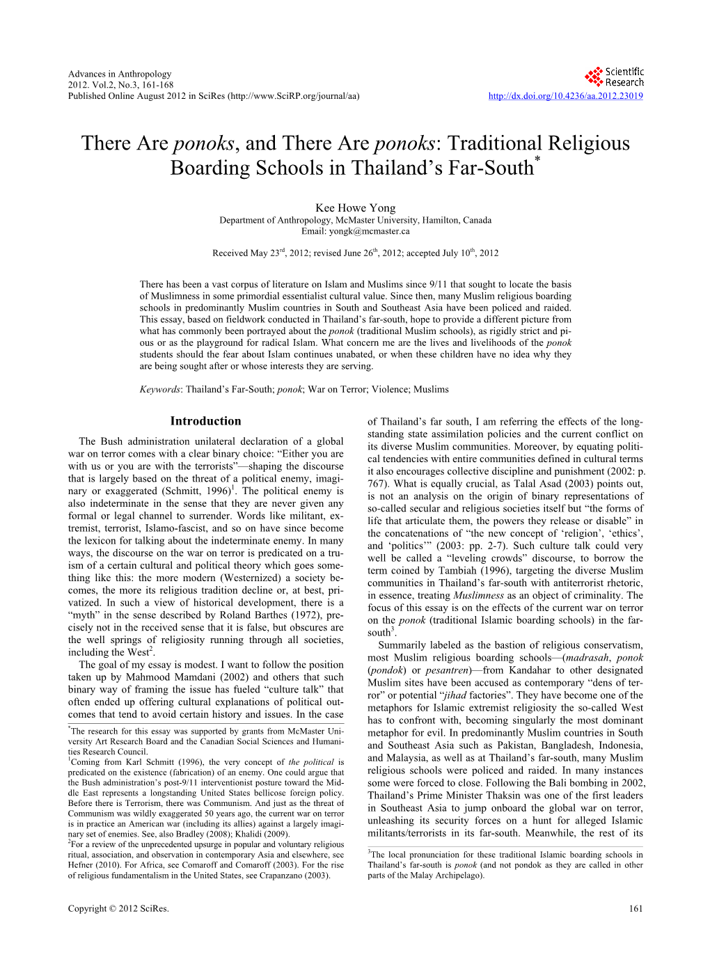 Traditional Religious Boarding Schools in Thailand's Far-South