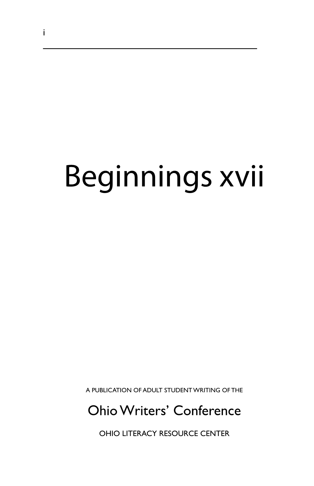 Beginnings Xvii