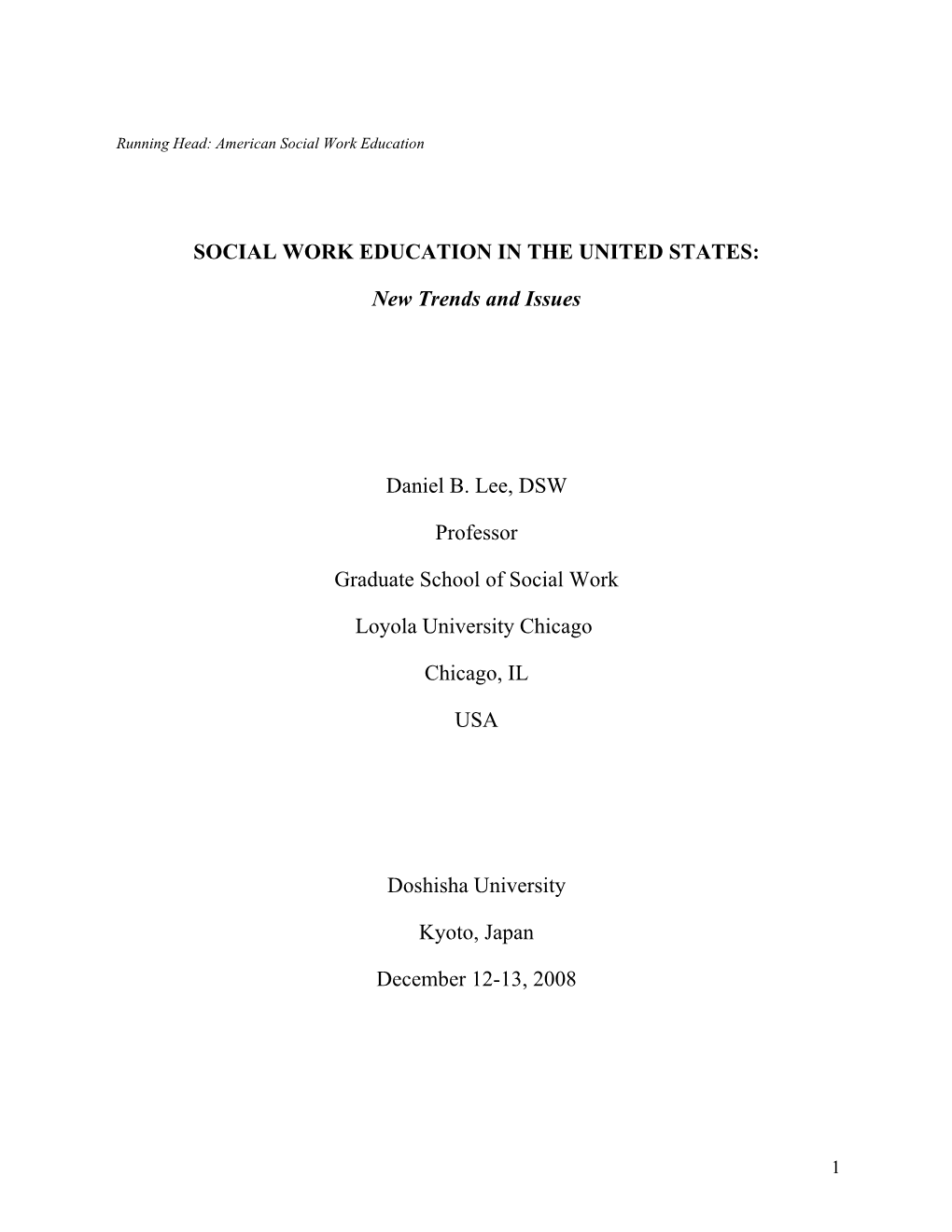 Social Work Education in the United States