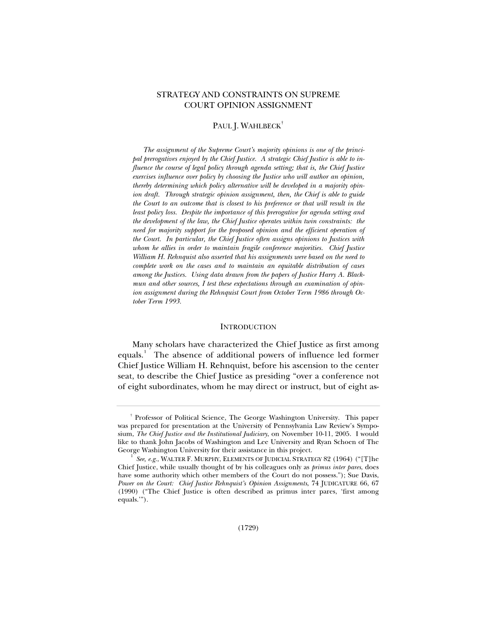 Strategy and Constraints on Supreme Court Opinion Assignment