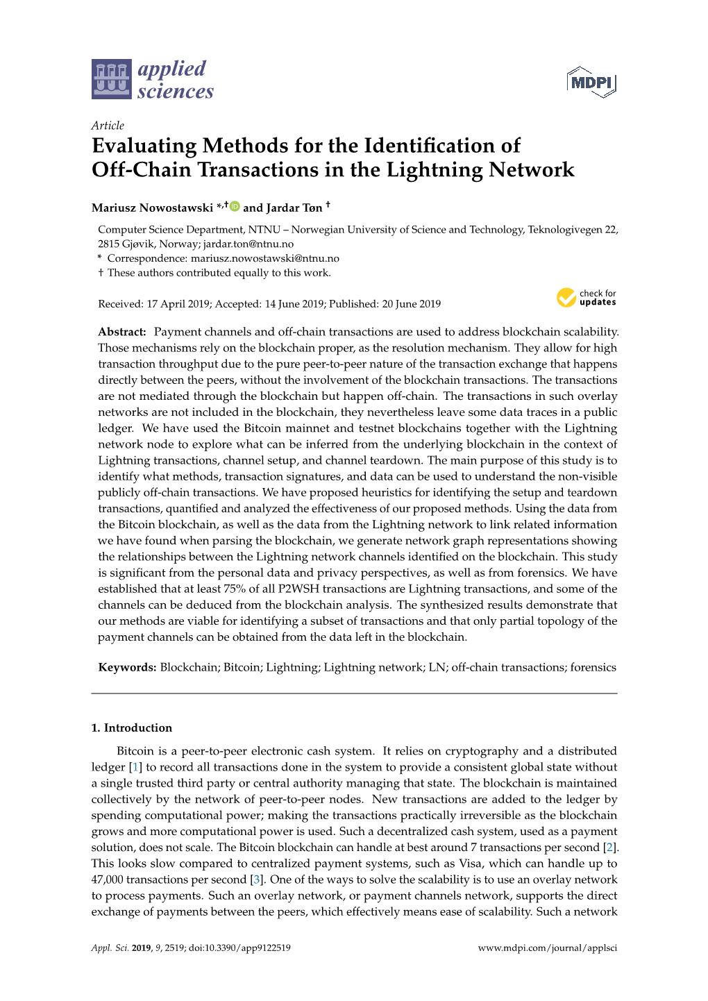 Evaluating Methods for the Identification of Off-Chain