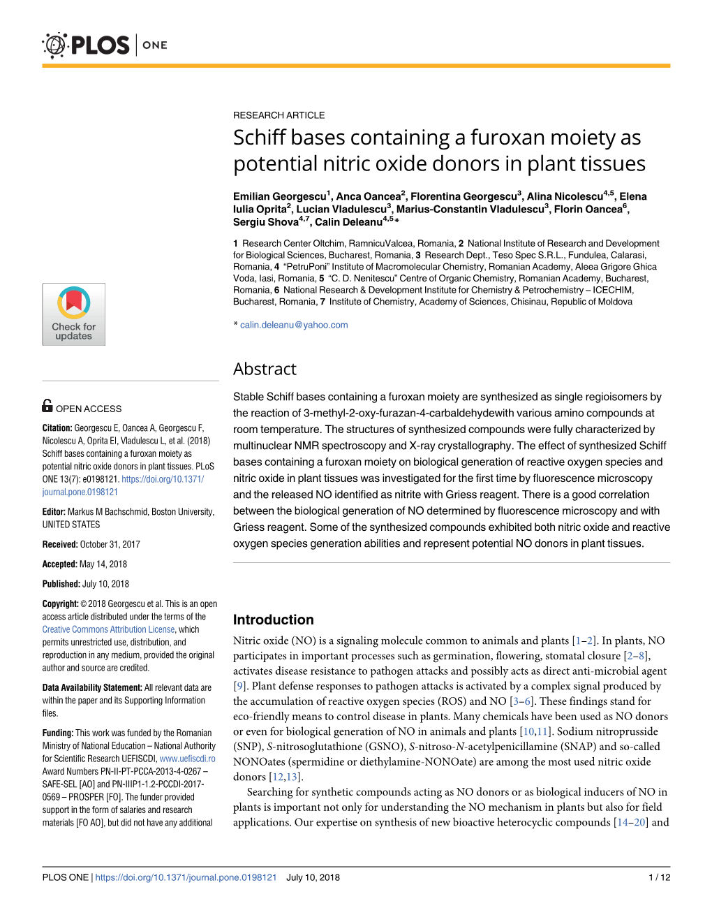 Schiff Bases Containing a Furoxan Moiety As Potential Nitric Oxide Donors in Plant Tissues