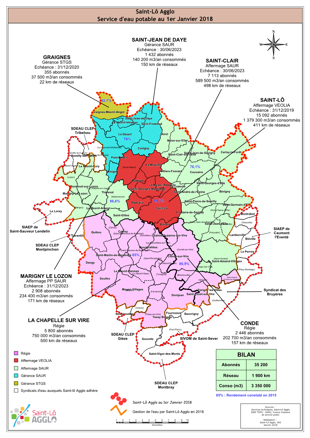 Saint-Lô Agglo Service D'eau Potable Au 1Er Janvier 2018 BILAN