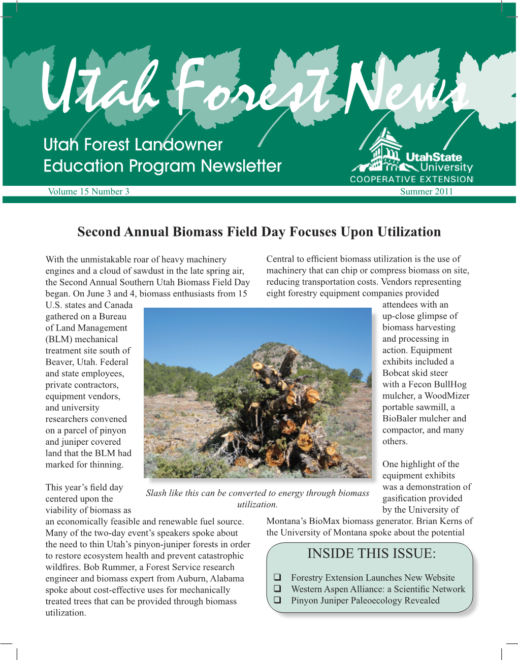 Utah Forest News Summer 2011