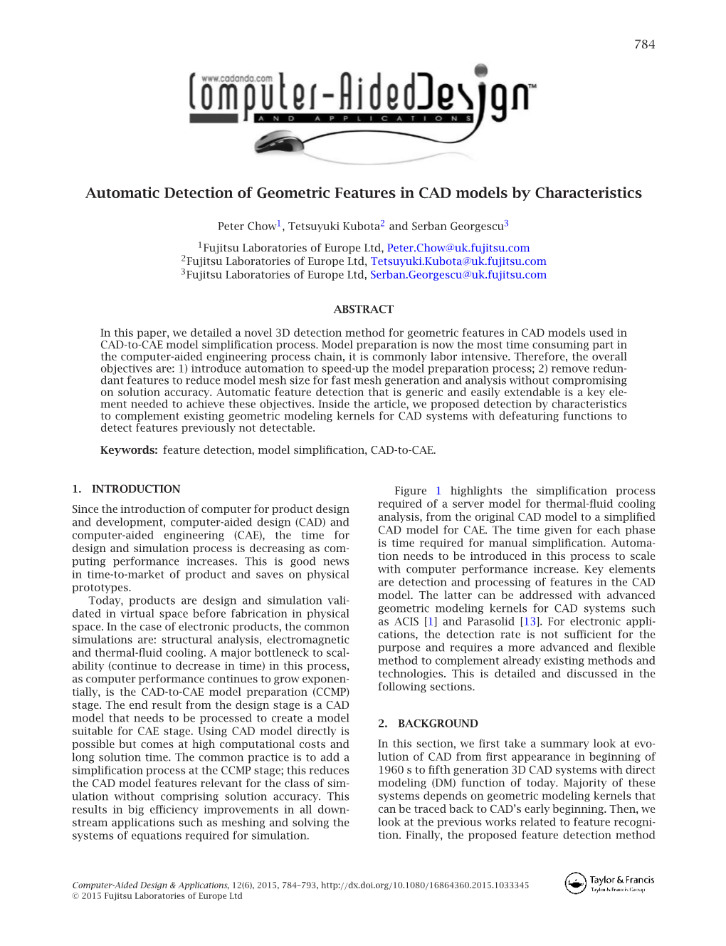 Automatic Detection of Geometric Features in CAD Models by Characteristics