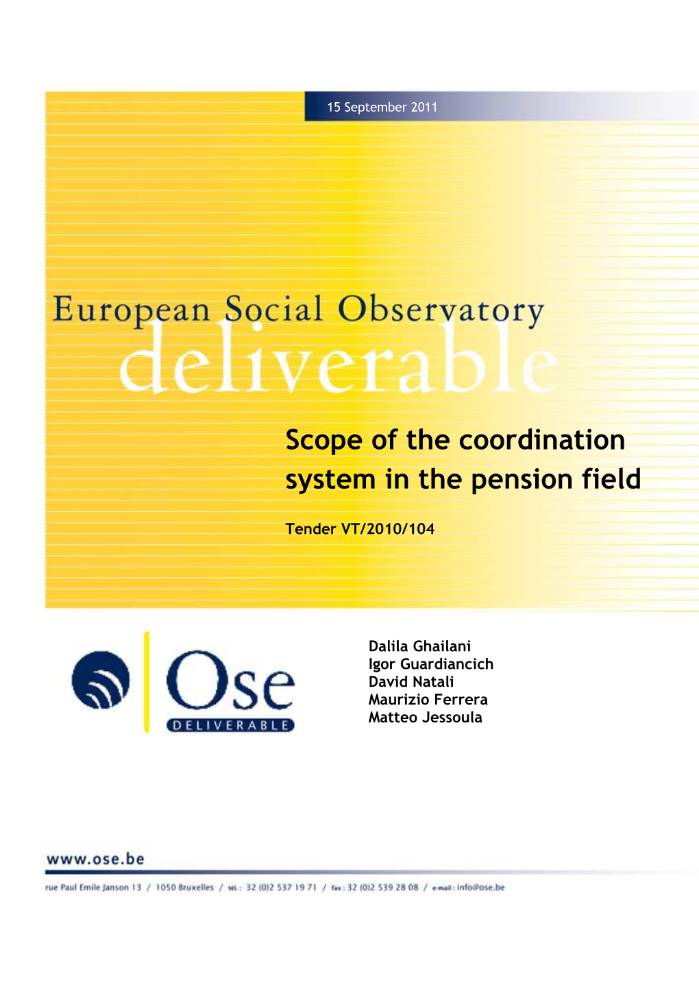 OSE-FINAL REPORT-Scope of the Coordination in the Pension Field