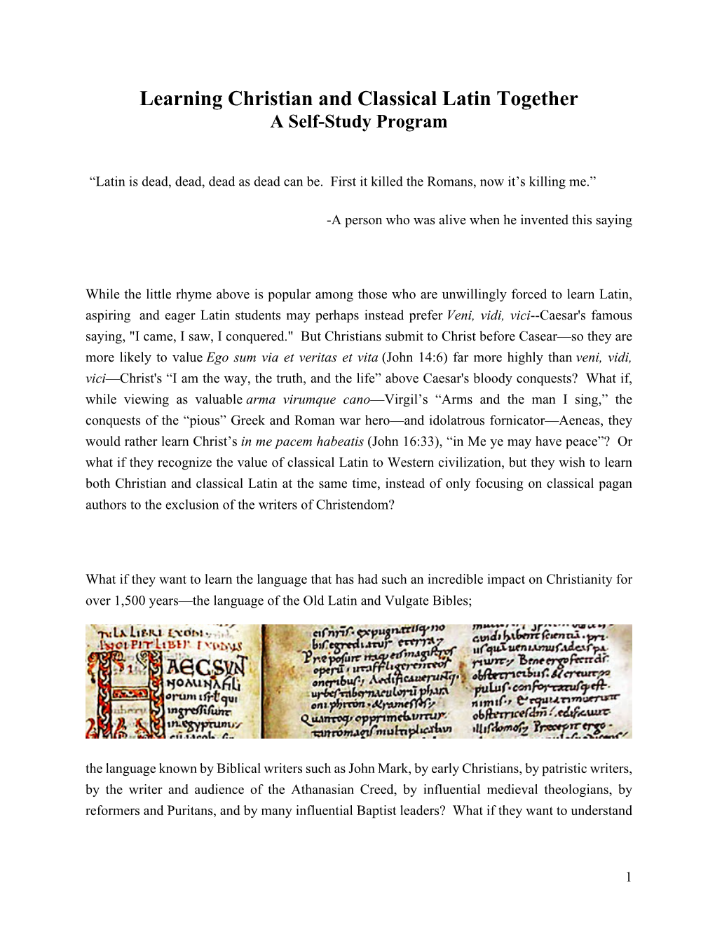 Learning Christian and Classical Latin Together a Self-Study Program