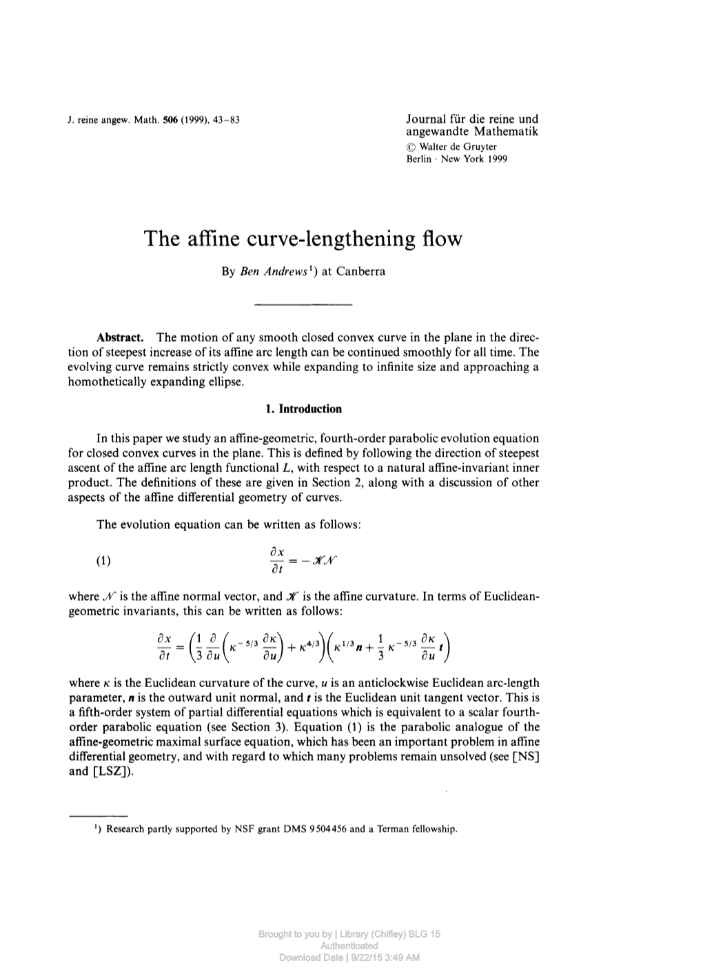 The Affine Curve-Lengthening Flow $