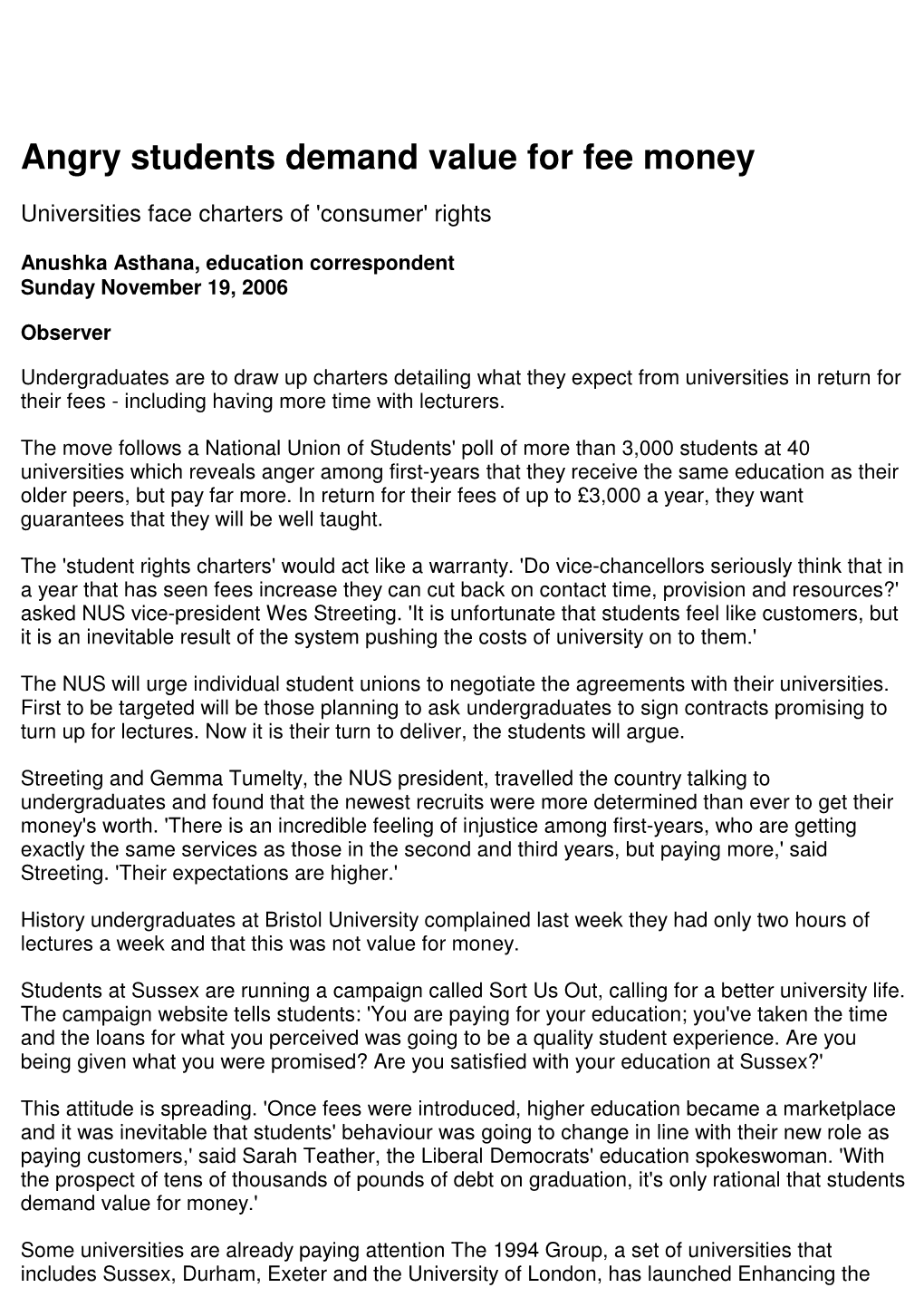 Observer | Angry Students Demand Value for Fee Money