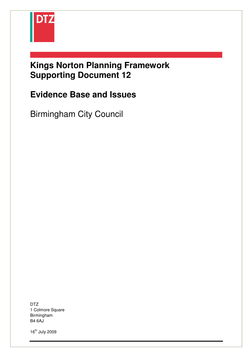 Kings Norton Planning Framework Evidence Base