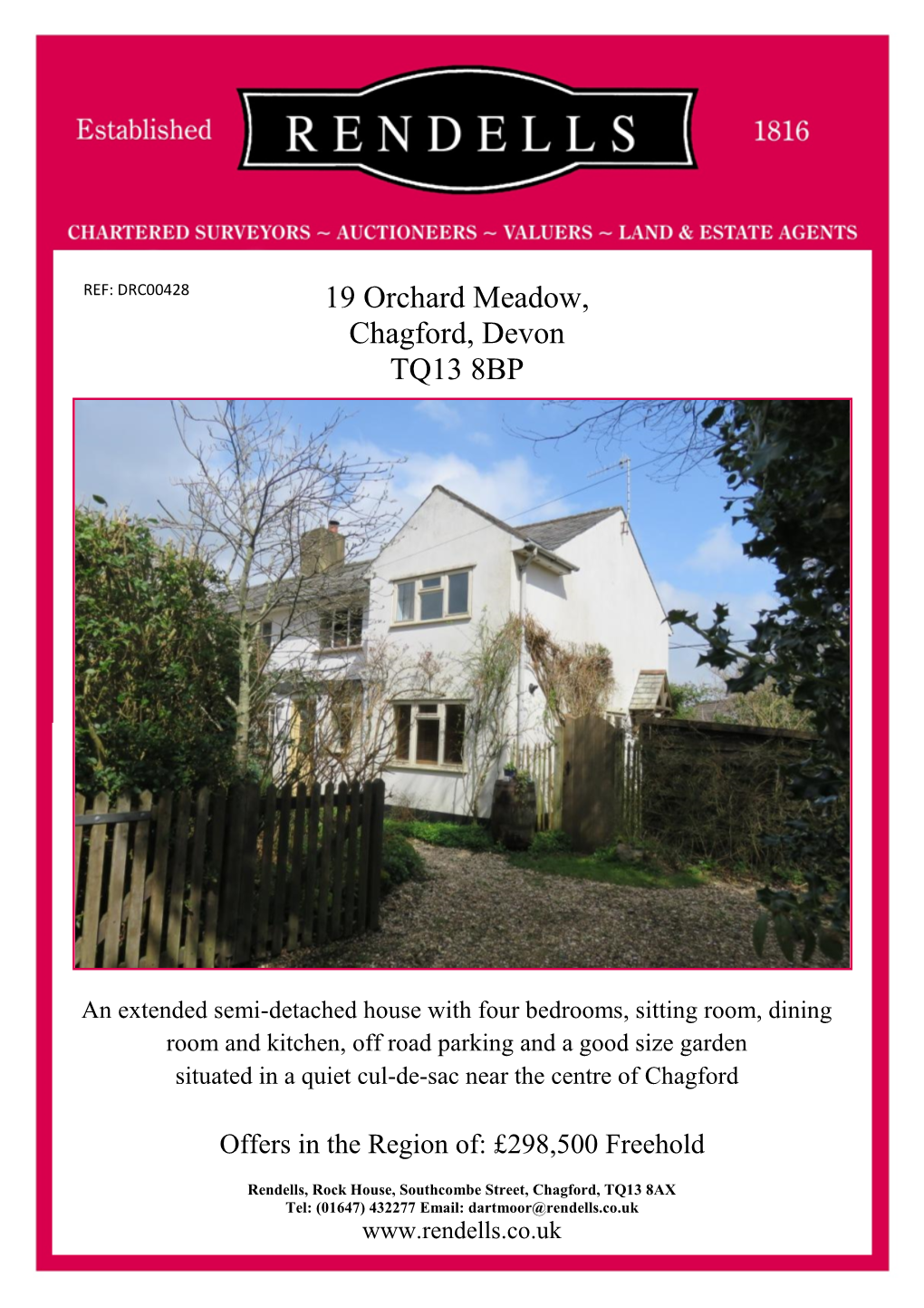 19 Orchard Meadow, Chagford, Devon TQ13 8BP