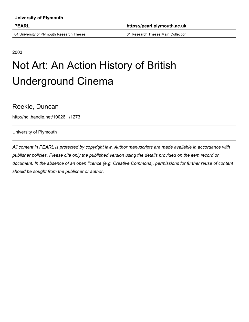 An Action History of British Underground Cinema