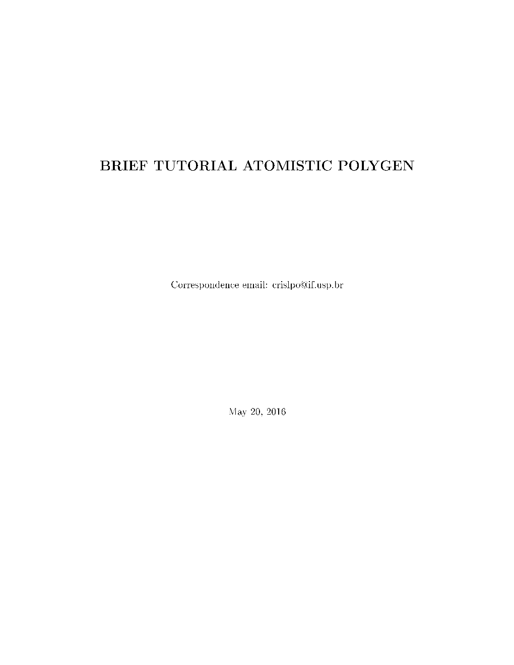 Brief Tutorial Atomistic Polygen