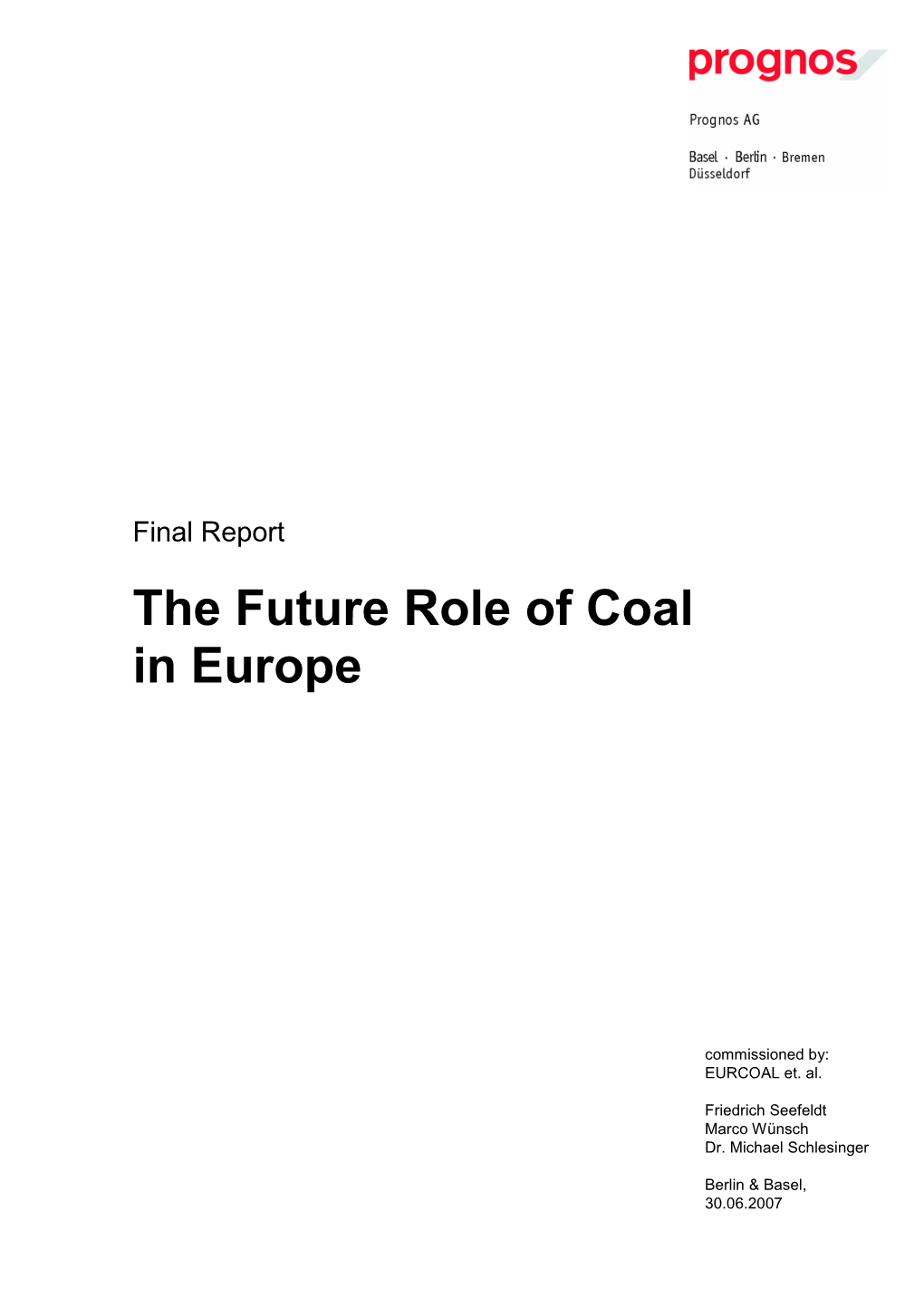 The Future Role of Coal in Europe