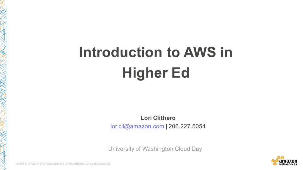 Intro to AWS @UW Cloud