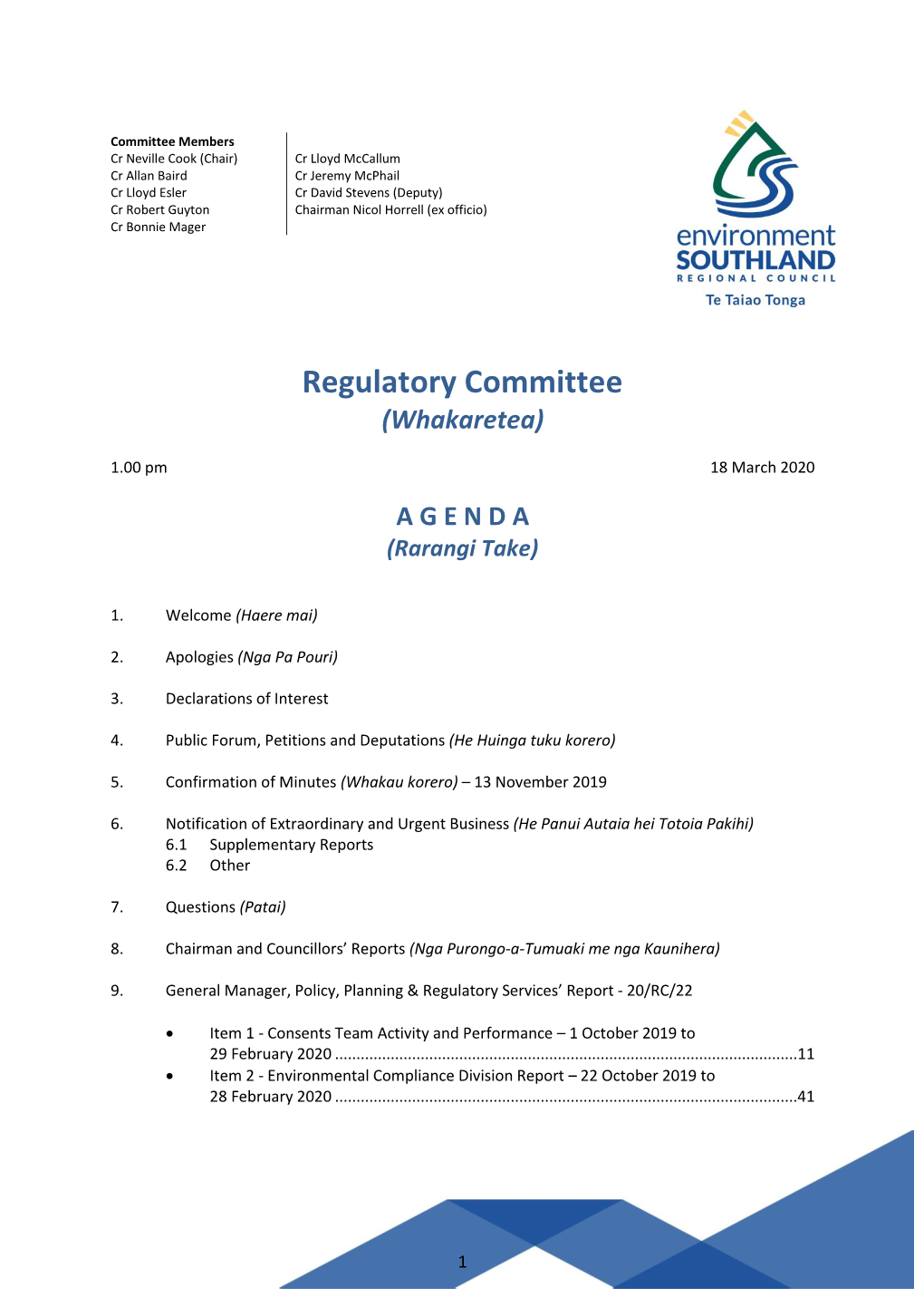 Regulatory Committee (Whakaretea)