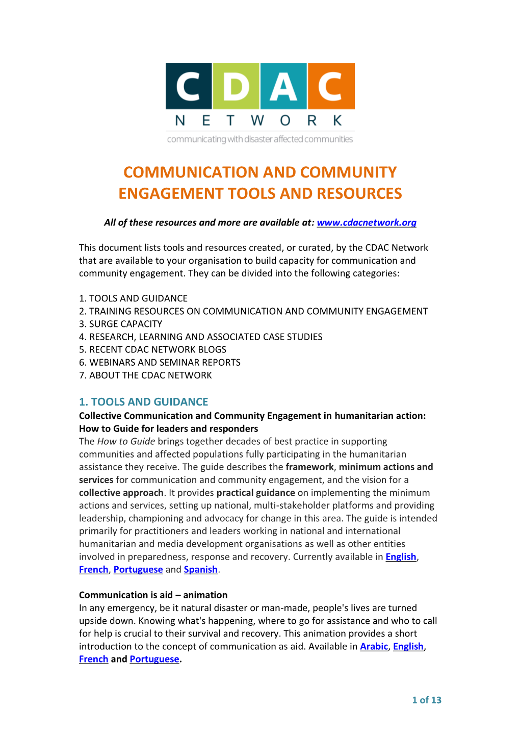 Communication and Community Engagement Tools and Resources