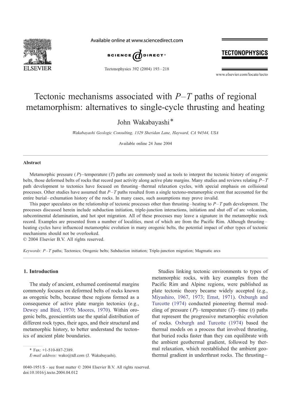 Tectonic Mechanisms Associated with P–T Paths of Regional Metamorphism: Alternatives to Single-Cycle Thrusting and Heating