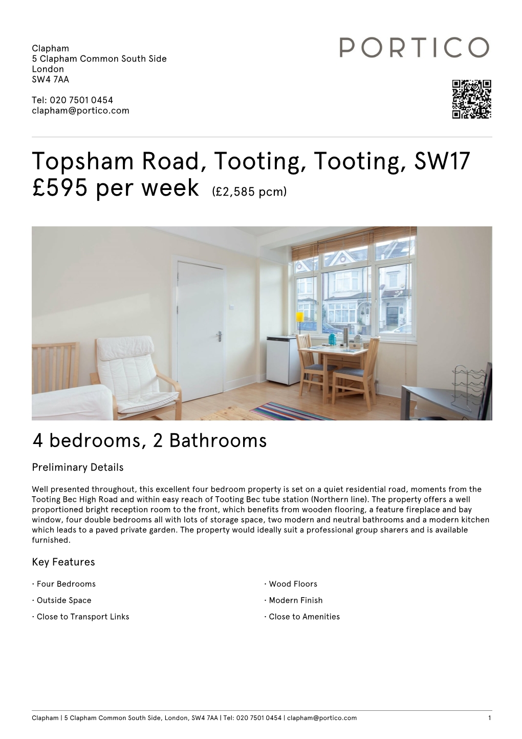 Topsham Road, Tooting, Tooting, SW17 £595 Per Week