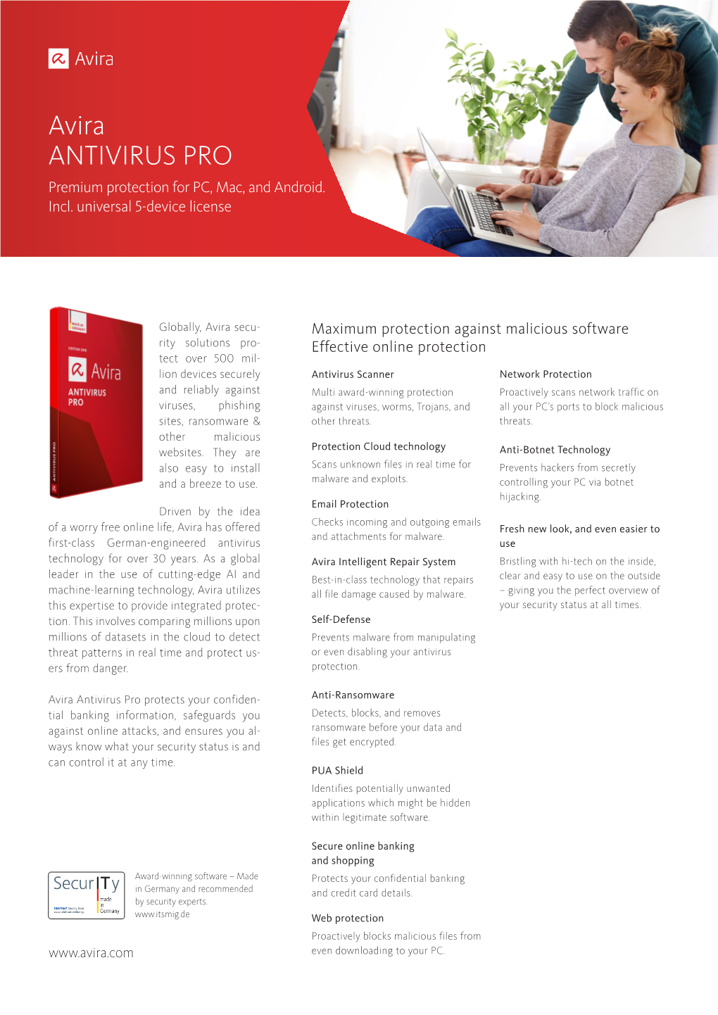 Avira ANTIVIRUS PRO Premium Protection for PC, Mac, and Android