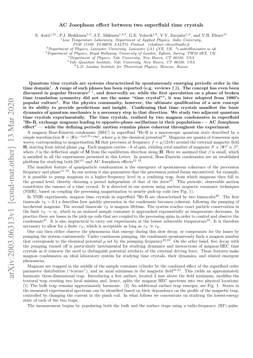 Arxiv:2003.06313V1 [Cond-Mat.Other] 13 Mar 2020