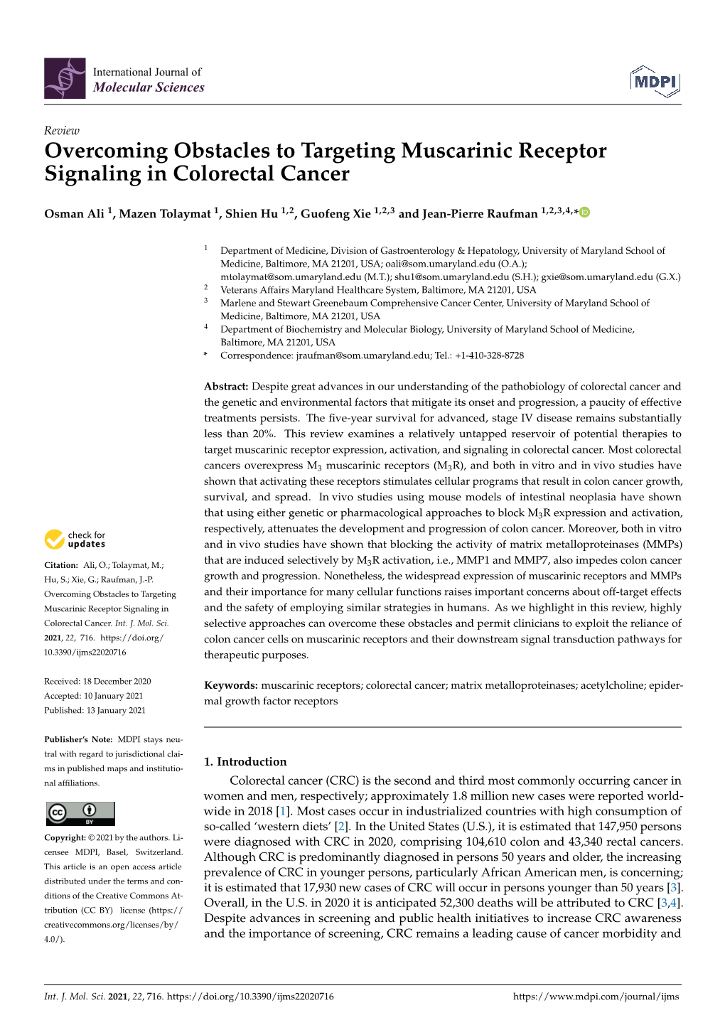 Overcoming Obstacles to Targeting Muscarinic Receptor Signaling in Colorectal Cancer