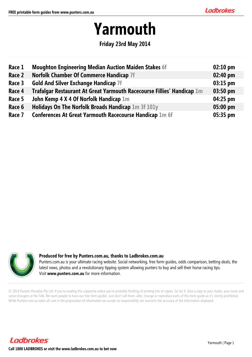 Yarmouth Printable Form Guide