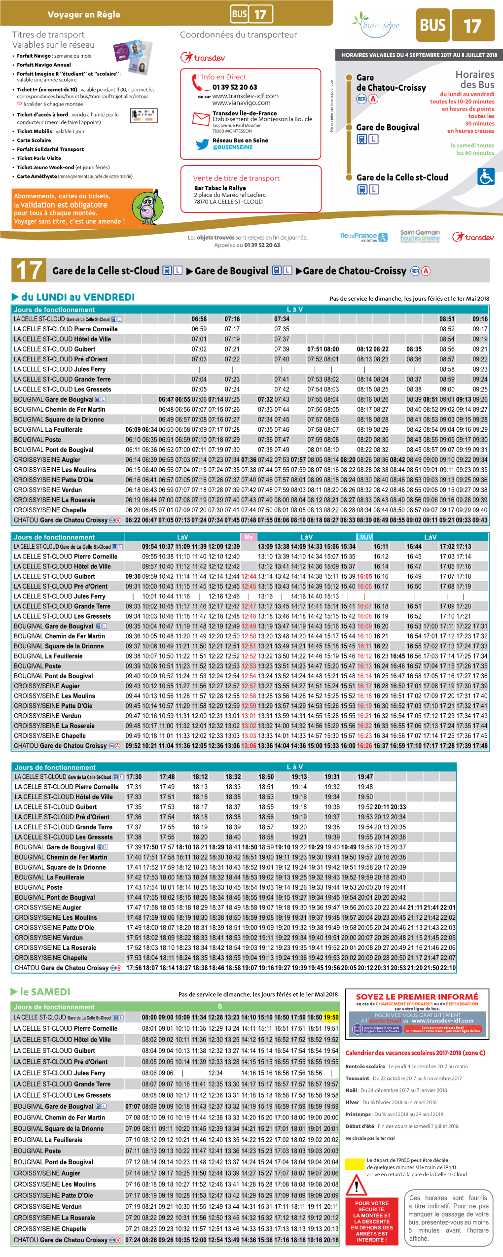 Le Samedi Du Lundi Au Vendredi Horaires Des Bus Gare De La Celle