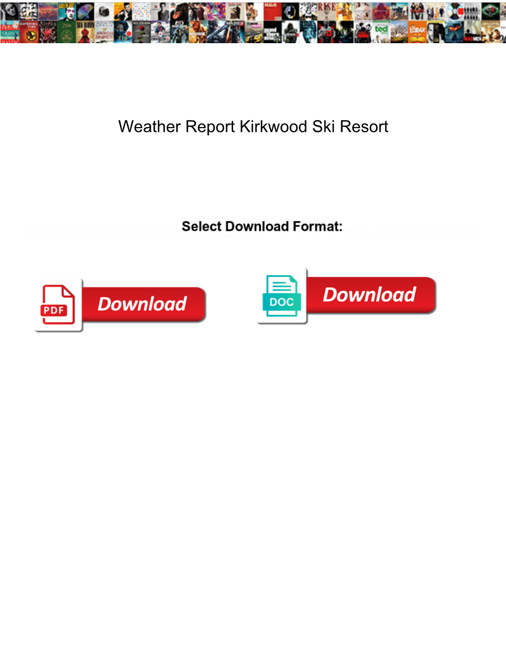 Weather Report Kirkwood Ski Resort
