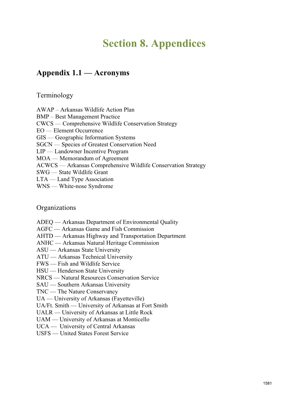 Section 8. Appendices