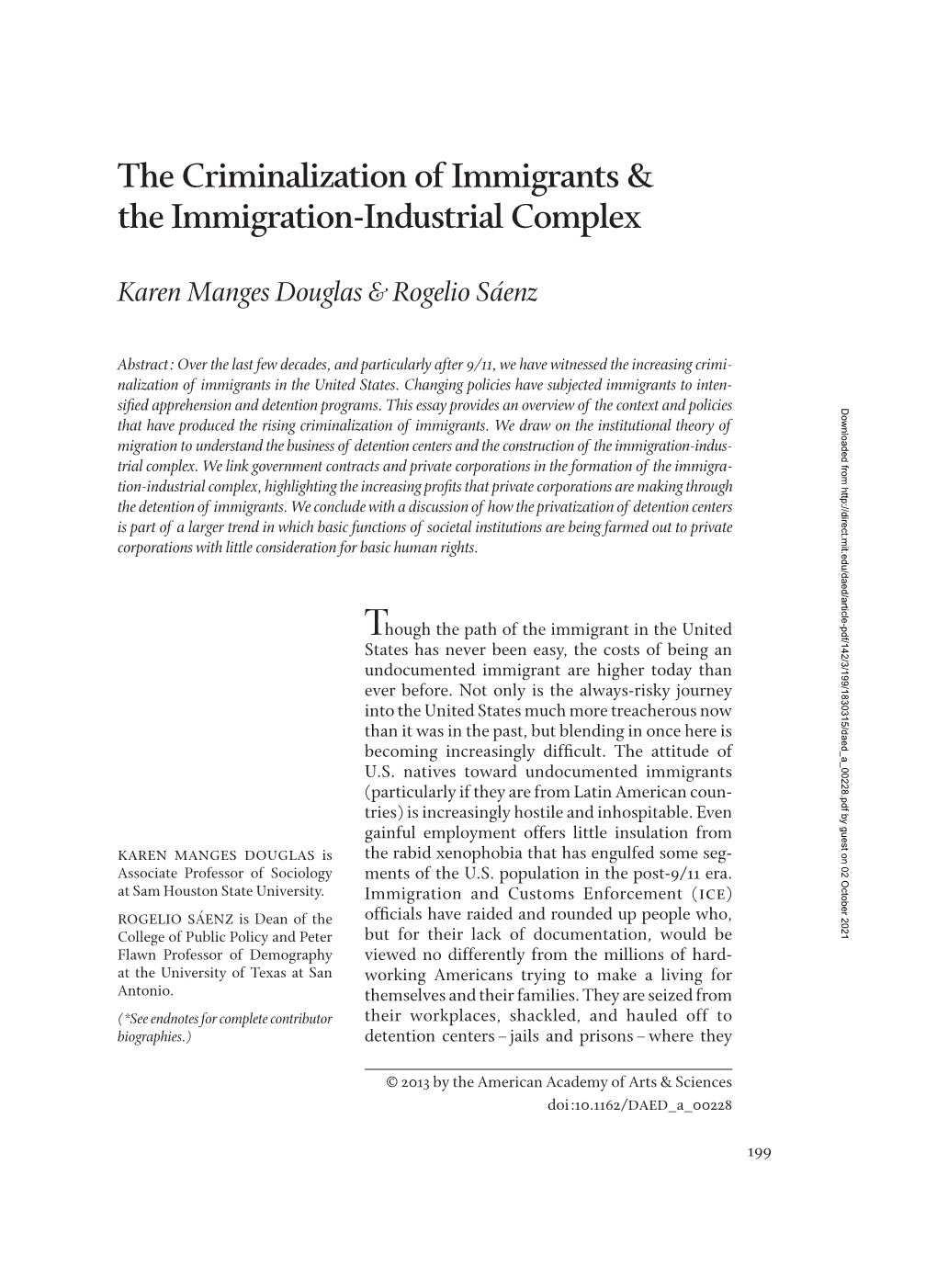 The Criminalization of Immigrants & the Immigration