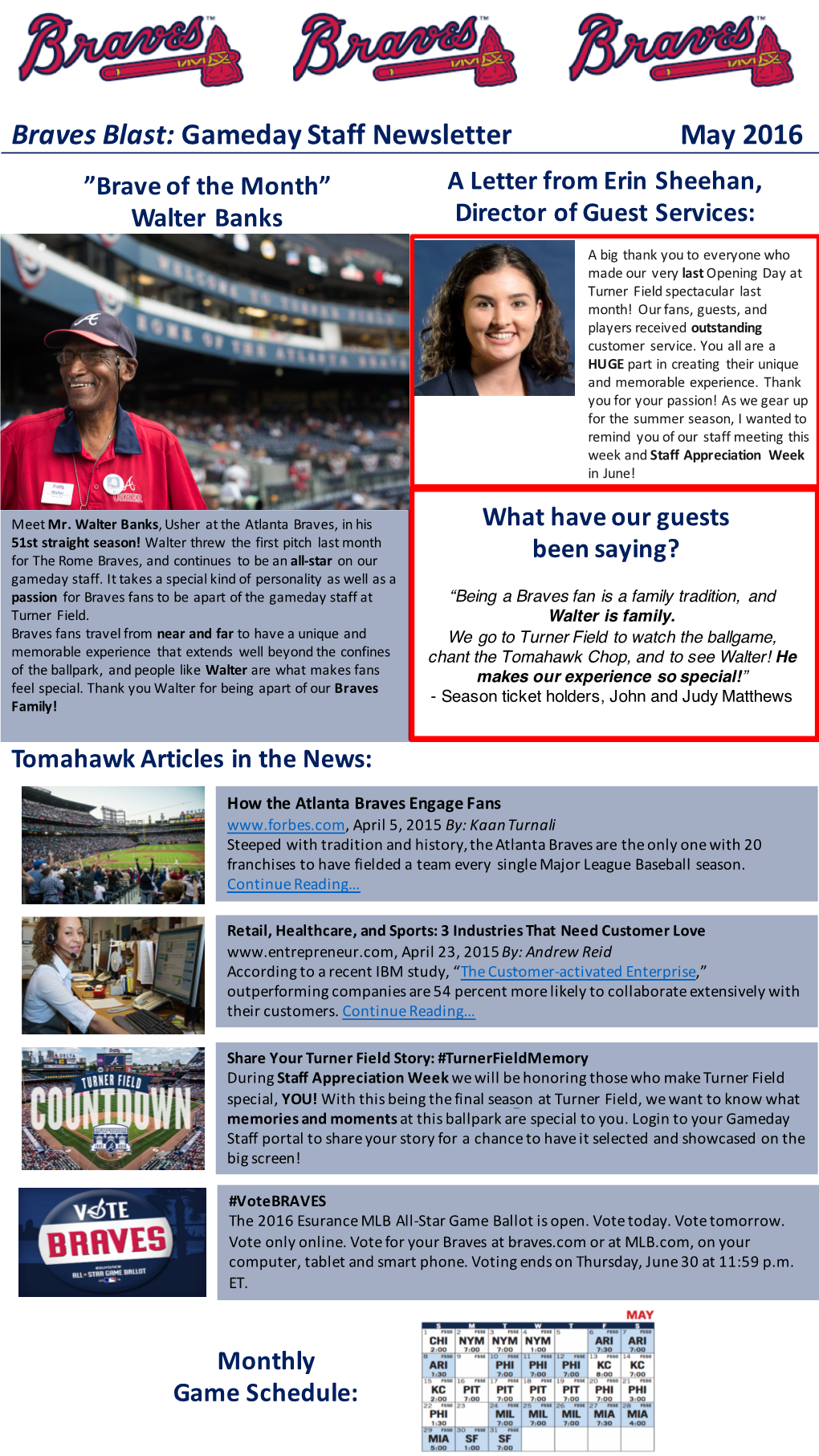 Braves Newsletter Jennifer Sands