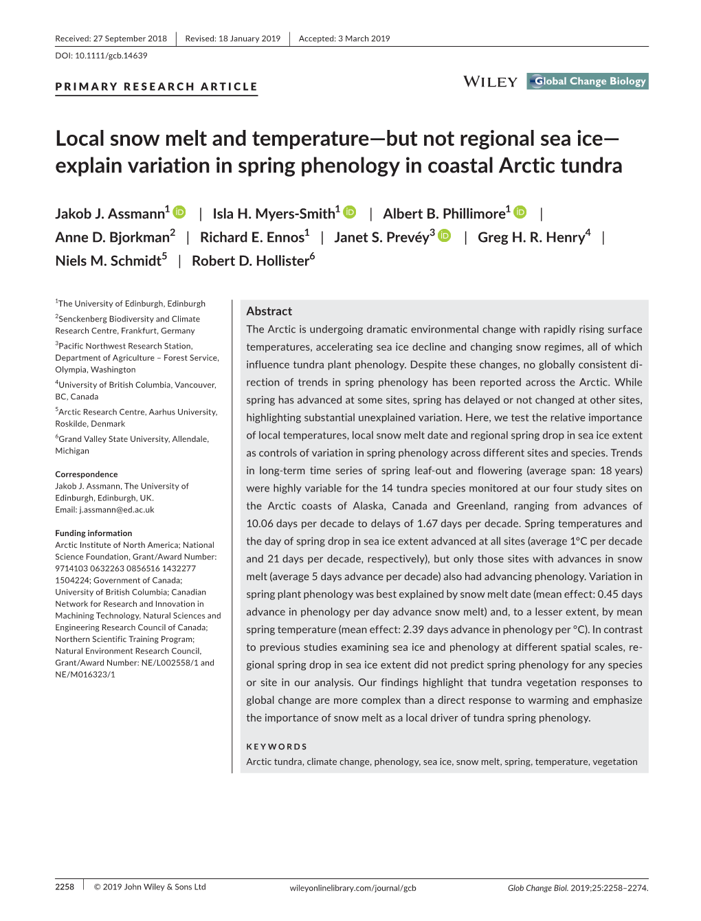 Local Snow Melt and Temperature—But Not Regional Sea Ice—Explain