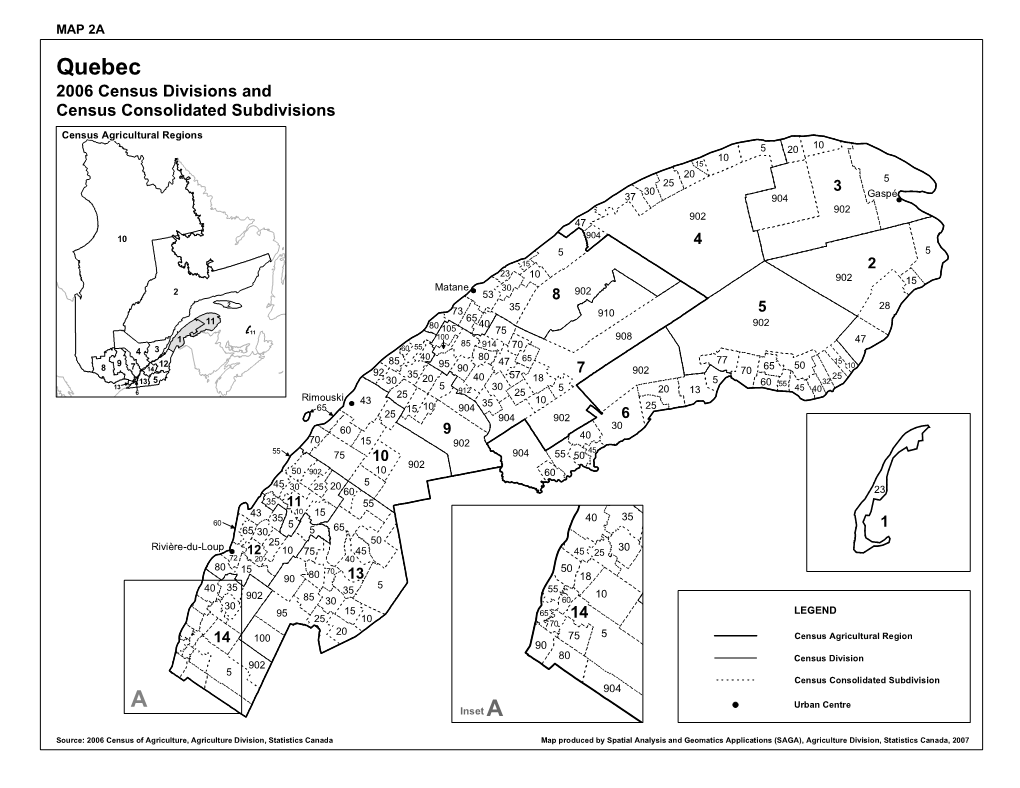 Quebec 2006 Census Divisions and Census Consolidated Subdivisions