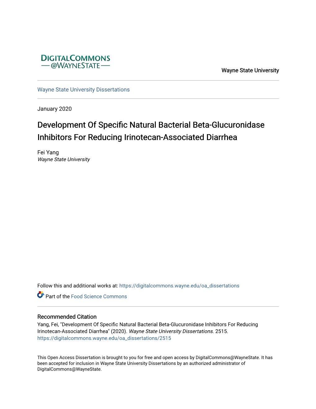 Development of Specific Natural Bacterial Beta-Glucuronidase Inhibitors for Reducing Irinotecan-Associated Diarrhea