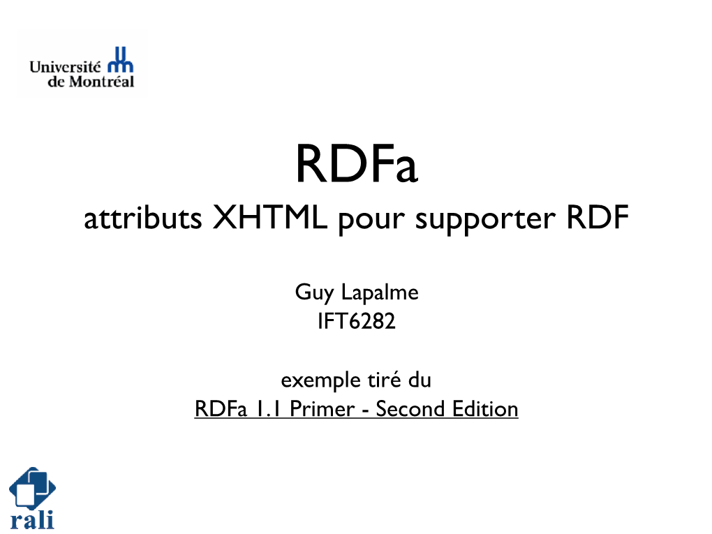 Rdfa Attributs XHTML Pour Supporter RDF