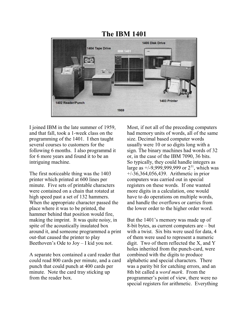 C:\Users\Owner\Desktop\Stories\The IBM 1401.Wpd