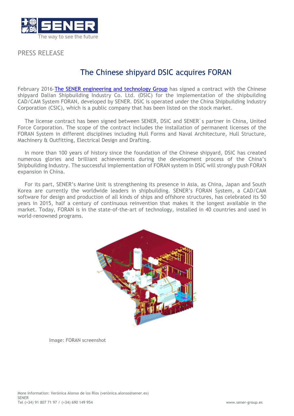 The Chinese Shipyard DSIC Acquires FORAN