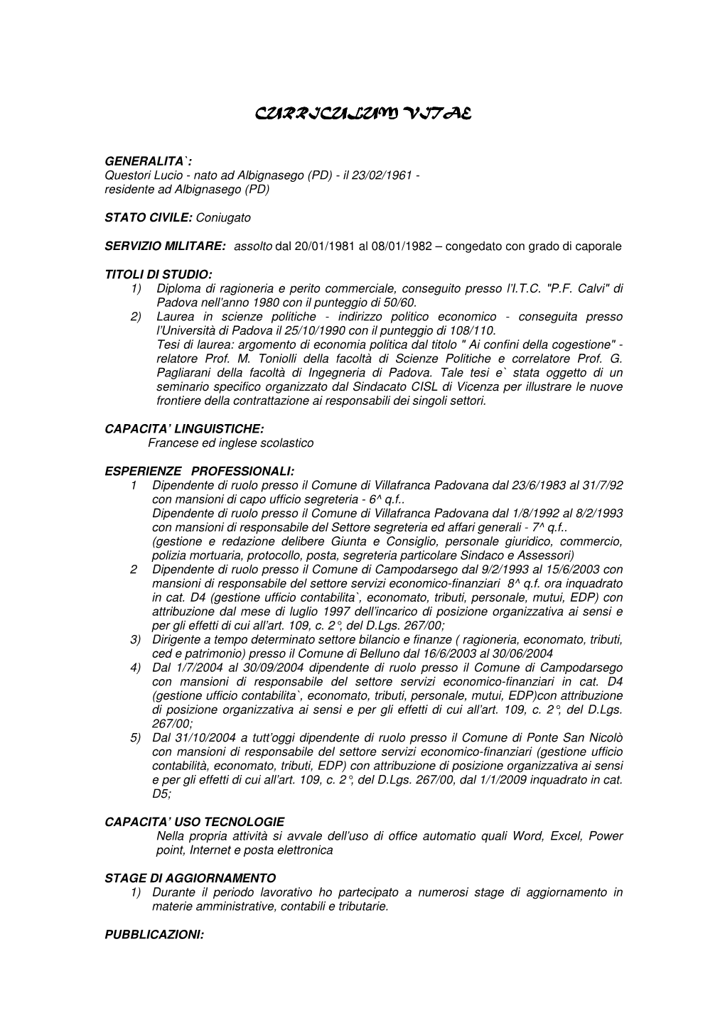 Curriculum Vitae Curriculum Vitae